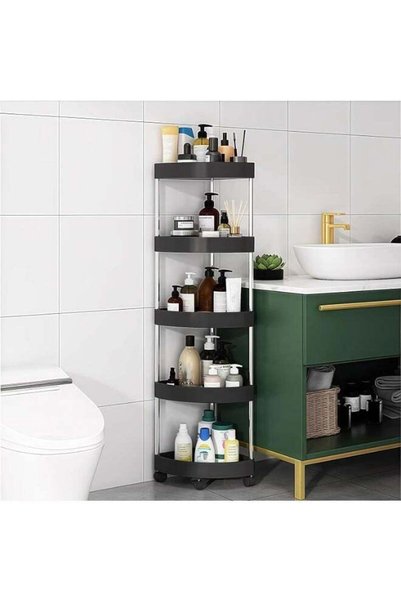 Generic 5 Tiers Shower Caddy Bathroom Corner Shelf Organizer with Wheels Rust...