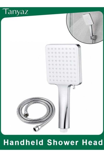 Generic High Pressure Handheld Shower Head, 6 Spray Settings, Square Chrome S...