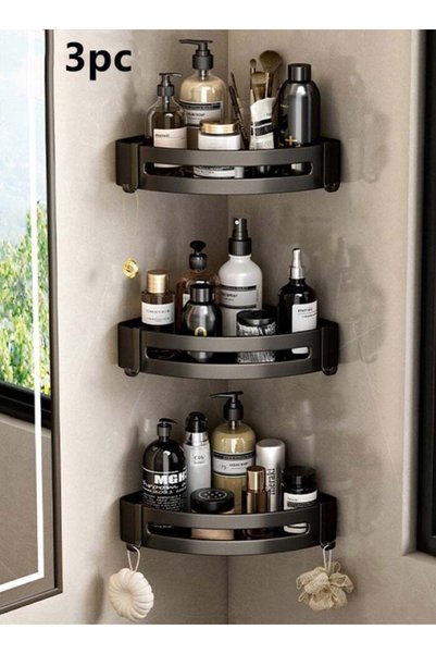 Generic 3-Piece Bathroom Rack Shower Shampoo Organizer Wall Mounted Storage R...