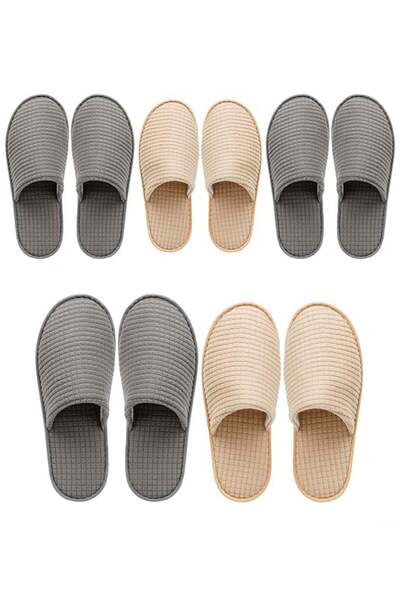 Generic 5 Pairs Disposable Closed Toe Spa Slippers, Washable Coral Fleece Gue...