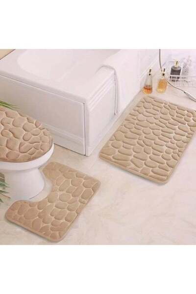 Generic MostNow 2 Pcs Bath Mat Set, Pebble Bath Mat and U-Shaped Toilet Mat, ...