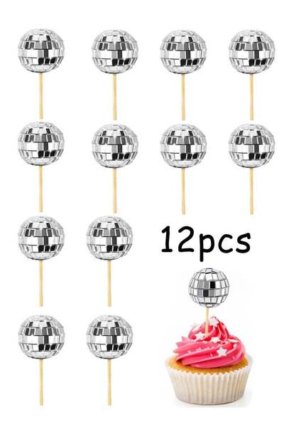 Generic 12Pcs Cake Decoration Mini Disco Balls Cake Toppers, Easy to Operate ...