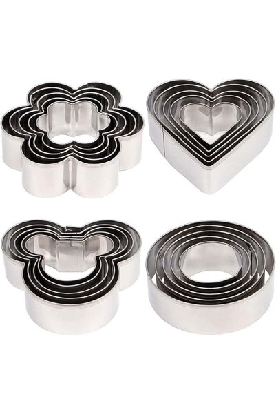 Generic 20 Pack Cookie Cutter Set, Mini Cookie Cutters, Heart and Flower Roun...