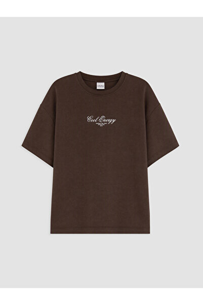 LC Waikiki Two Mt Shop Quality Lcw Kids Brown Girls' Printed Soft Touch T-Shirt