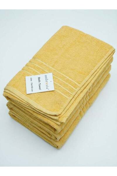 Generic 75x150 cm Cotton Bath Towels Set of 4 in Essential Light Yellow, high...