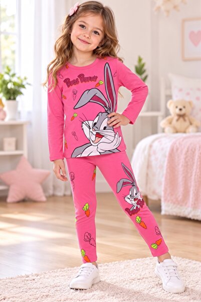 KAMİKAM Beautiful Combed Cotton Girl's Character Suit
