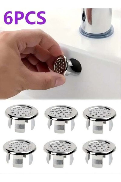 Generic 6 Pack Bathroom Basin Sink Round Hole Decorative Chrome Overflow Cove...