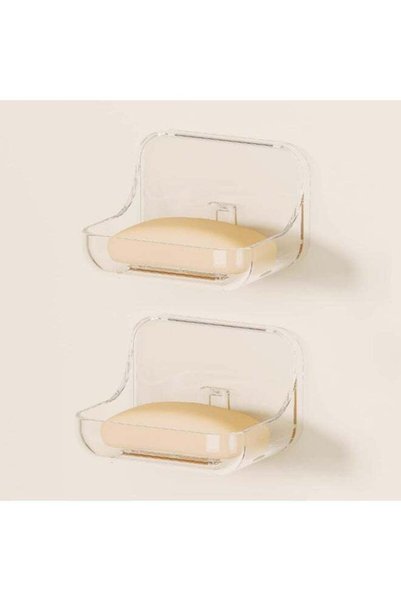 Generic 2 Pack Clear Adhesive Soap Dish Wall Mounted – Self-Draining Plastic ...