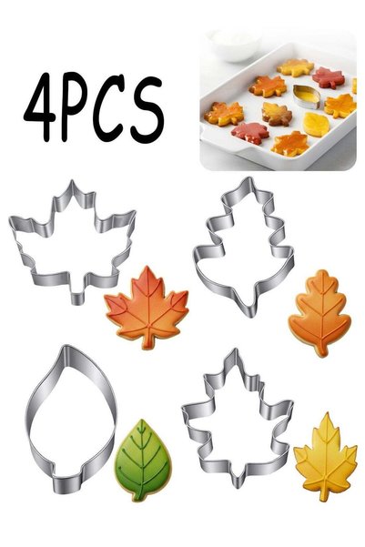 Generic 4Pcs Stainless Steel Leaf Cookie Cutter Set, Maple & Oak Shapes Biscu...