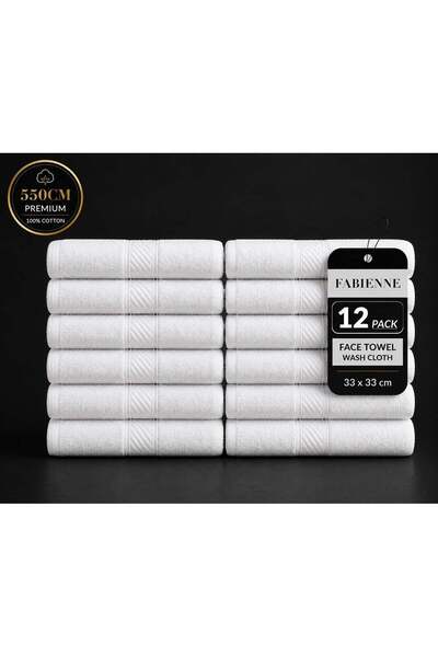 Generic 12-Pc Premium 100% Cotton Face Towels 33x33 cm Wash Cloths 13x13" Sof...