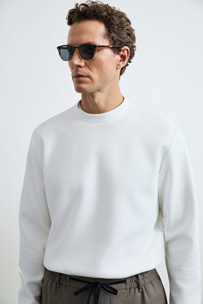 Lufian 112030194 Logan Erkek Sweatshirt BEYAZ