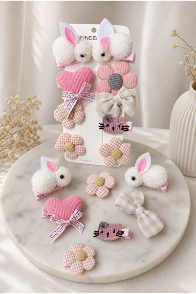 Cinderella Accessories 9'lu Beyaz Tavşanlı Yumuşak Kız Bebek Pens Toka Seti -...