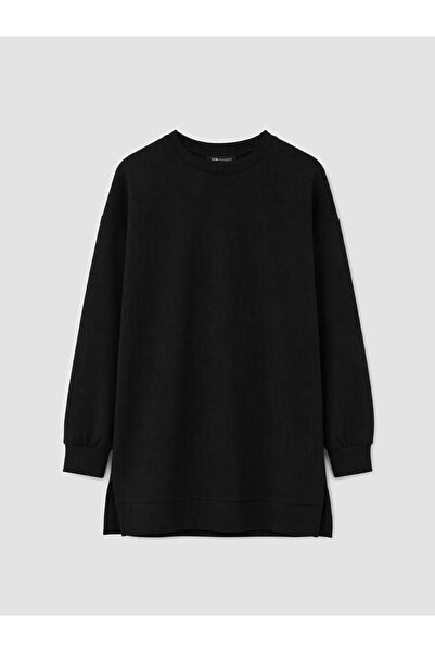 LC Waikiki Nevavm Farkıyla Lcw Modest Black Interlock Plain Loose & Baggy Wom...