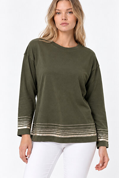 EtkiModa Women's Seasonal Merselized Knitwear Blouse with Sequin Detail on Sl...