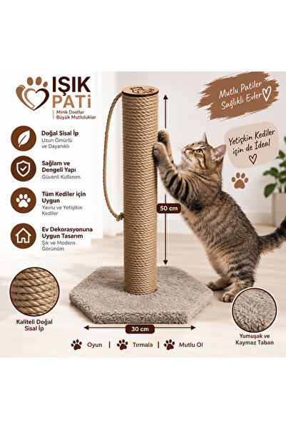 Işık Pati Kedi Tırmalama Tahtası 50 cm Altıgen, İthal İp