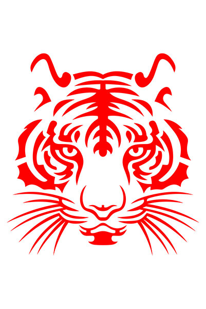 Oracal Tiger Head Tribal Sticker – Wild Design, Car Moto - 40cm, Red