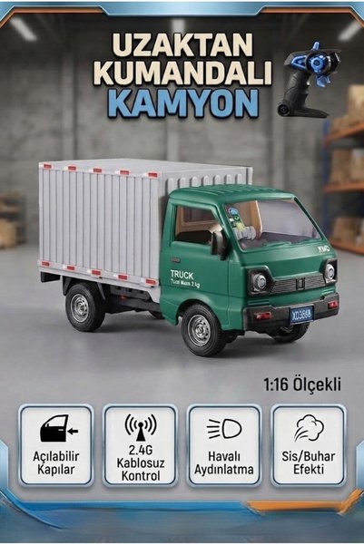 Tıfıl Toys Uzaktan Kumandalı 1:16 Ölçek Duman Atan Yeşil Kapalı Kasa Kapıları...