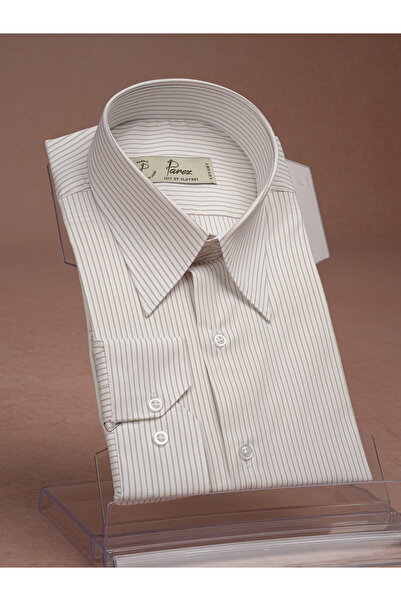 PAREZ Italian Style Slim Fit Striped Pointed Collar Shirt