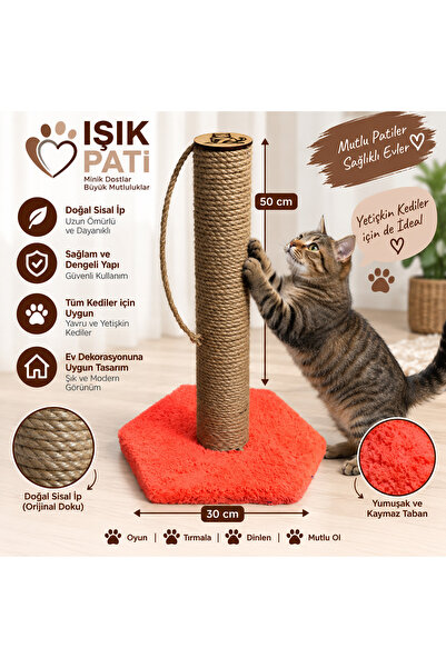 Işık Pati Kedi Tırmalama Tahtası 50 cm Altıgen, İthal İp