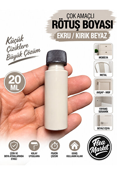 Flea Market EKRU KIRIK BEYAZ Çok amaçlı Rötuş Boyası- Ahşap , Metal , Fayans ...