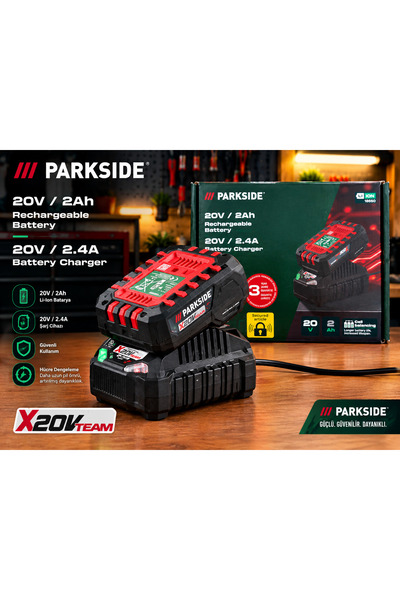 PARKSIDE 20v 2ah batarya ve şarj aleti seti
