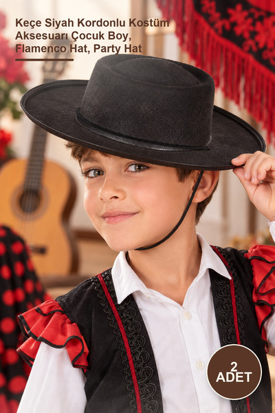 Yenilig 2 bucăți Pălărie Flamenco pentru copii - Accesoriu de costum cu șnur ...