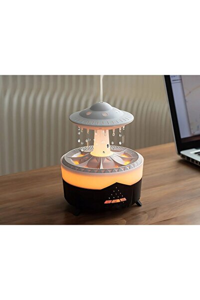 OEM Difuzor de uleiuri esențiale pentru aromaterapie, Umidificator cu LED RGB, 350 ml, 14 x 17 cm, tip UFO, cu telecomandă, oprire automată după 4 ore, Culoare albă