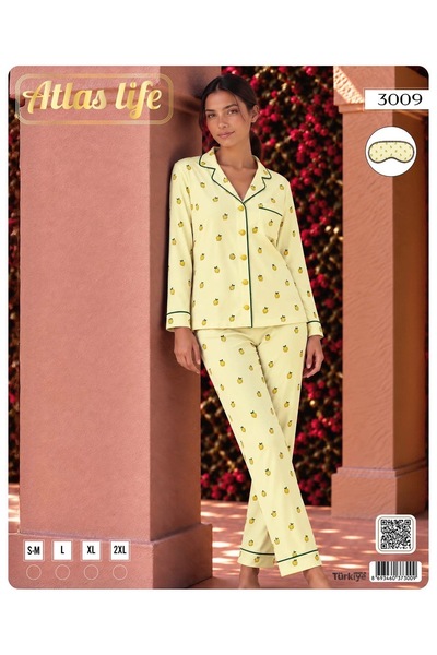 Uzun kollu limonlu pijama takımı