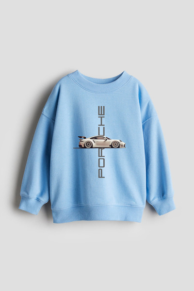 No9Wear Porsche Baskılı Unisex Çocuk Sweatshirt 4-14 Yaş