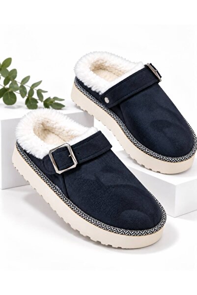 erfleks Women's Fur Suede Buckle Comfortable Stylish Daily Slippers