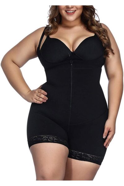 OtherMax Body modelator pentru femei cu fermoar, confortabil, negru, M