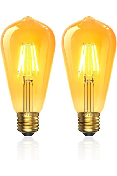 GENERAL مصباح LED عتيق 4 واط E27، مصباح ST64 LED E27 أبيض دافئ 2700K، 210 لوم...