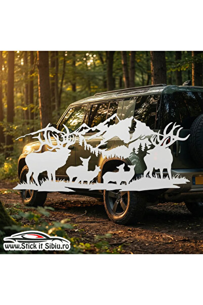StickITsibiu Familia de căprioare - Autocolant auto |   Rezistent la apă și UV
