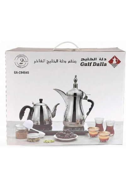 Generic Gulf Dalla Electric Coffee And Tea Maker Set, Dual Pot 1000Ml + 600Ml Capacity, 1600W Fast Heating, Stainless Steel, Perfect For Arabic Qahwa – Model GA-C94845