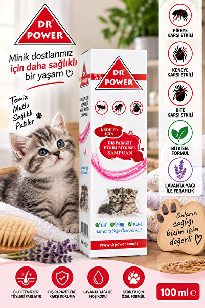 Dr Power Aslia Kediler İçin Bitkisel Dış Parazit Etkili Şampuan 100 ml – Lava...