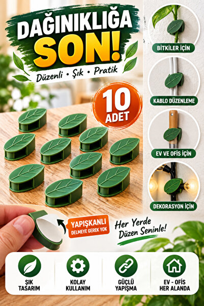OpenCity 10'lu Yaprak Tasarımlı Yapışkanlı Bitki Klipsi Sarmaşık Sabitleyici ...