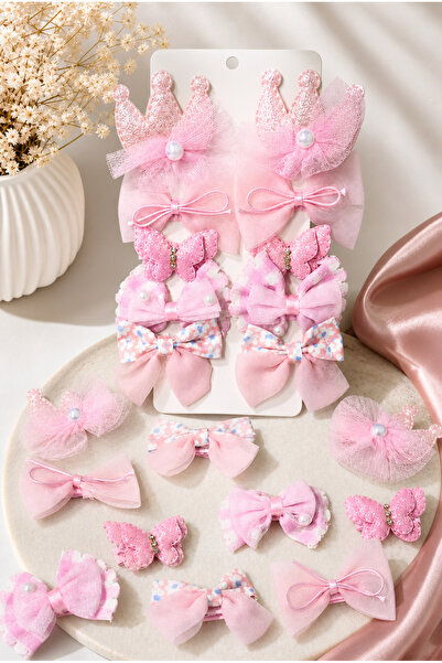 Cinderella Accessories 10'lu Pembe Kız Bebek Pens Toka Seti Kelebekli Fiyonk ...