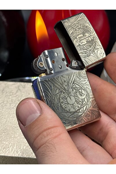 NikaŞ Chief Vintage Koruyucu Melek Tasarımlı Derin Kabartma Metal Benzinli Premium Çakmak