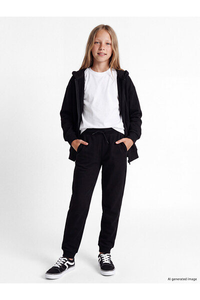 LC Waikiki Vizyon New Season Black Girls' Jogger Sweatpants