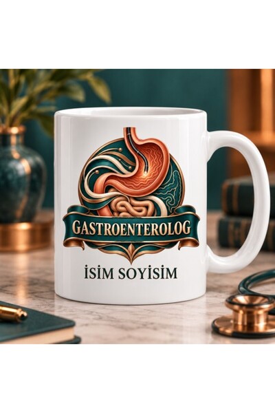 Gastroenterolog Kupa Bardak Mide ve Bağırsak Desenli