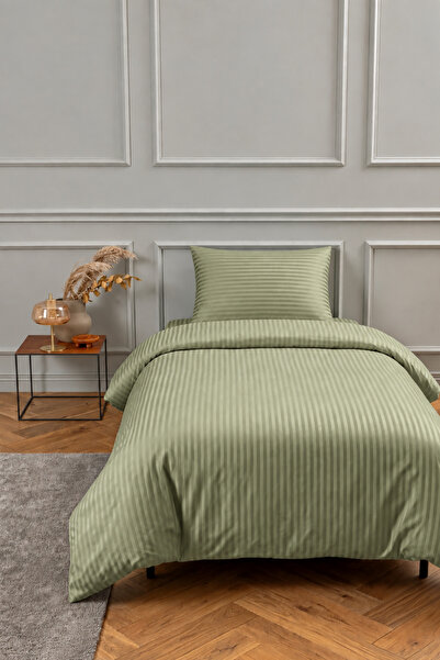 Marlenka Home Tex %100 Pamuk 210 TC (83 Tel) Tek Kişilik Çizgili Saten Nevres...