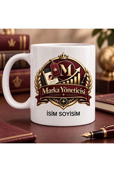 Marka Yöneticisi Kupa Bardak Taç ve Grafik Desenli