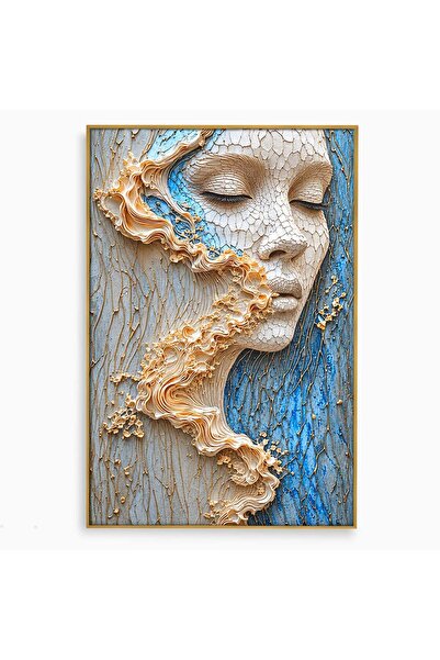 Luxcanva Tablou Canvas Chip Sculptural Artistic 70x100 cm cu Rama Auriu Abstr...