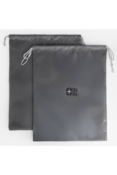 OEM 2 bucăți Saci de rufe gri cu șnur pentru călătorii 35x27cm
