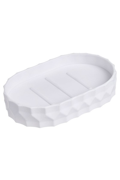 OEM Săpunieră ovală albă din plastic cu model tip fagure 3x9cm