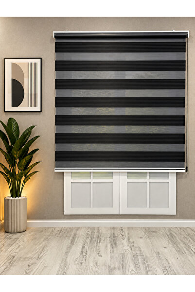 Perde Konağı Geniş Plise Siyah Zebra Perde | Modern ve Etkileyici Dekorasyon ...