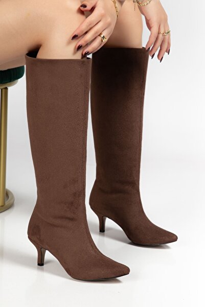 Zerenyus Zri̇nx-2025 Premium Brown Suede Daily Women's Boots 6.5 cm