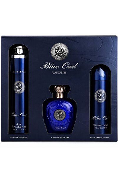 lattafa Opulent Blue Oud 600 ml, apa de parfum, barbati, set