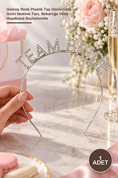 Yenilig 1 Piece Team Bride Crown – Silver Color Plastic Stone Look Bridal Bri...