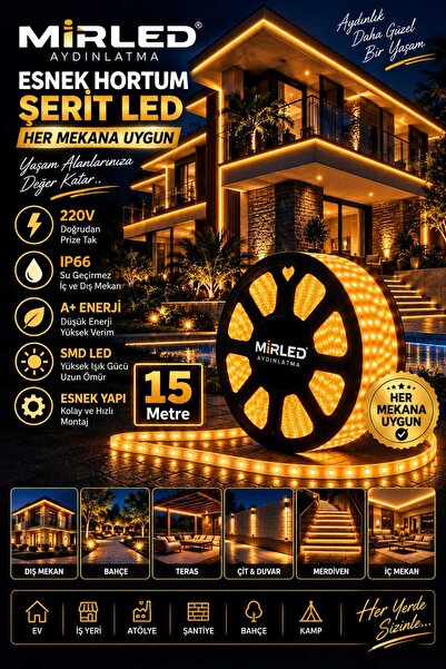 MİRLED AYDINLATMA LED Hortum Esnek Şerit Led Beyaz,mavi, günışığı, amber, yeşil